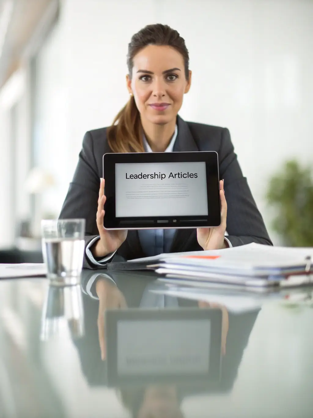 A CEO confidently leading a board meeting, symbolizing strategic leadership and decision-making.